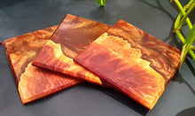 Load image into Gallery viewer, 4 x Mallee burl and brown resin coasters