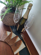 Load image into Gallery viewer, Mallee Burl and gold pearlescent resin coasters - Set of 4