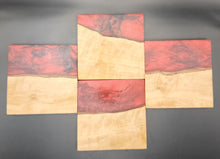 Load image into Gallery viewer, Olive wood and clear and red resin coasters - set of 4