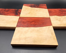 Load image into Gallery viewer, Olive wood and clear and red resin coasters - set of 4