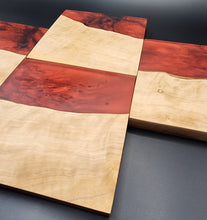 Load image into Gallery viewer, Olive wood and clear and red resin coasters - set of 4