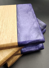 Load image into Gallery viewer, America White Oak and purple resin coasters - set of 4