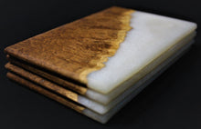 Load image into Gallery viewer, Mallee Burl and gold pearlescent resin coasters - Set of 4