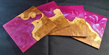 Load image into Gallery viewer, Set of 4 Mallee burl and dragon pink coasters