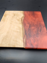 Load image into Gallery viewer, Olive wood and clear and red resin coasters - set of 4
