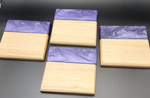 Load image into Gallery viewer, America White Oak and purple resin coasters - set of 4
