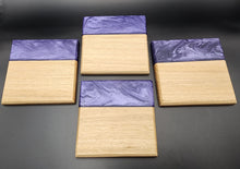 Load image into Gallery viewer, America White Oak and purple resin coasters - set of 4
